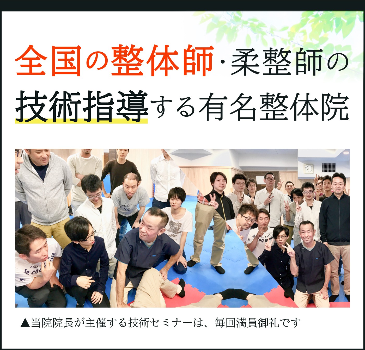 全国の整体師・柔整師の技術指導する有名整体院